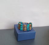 Multi Strand Blue Turquoise Bracelet, Statement Turquoise Bracelet, Solid Sterling Silver Blue Stone Bracelet, Natural Gemstone Bracelet