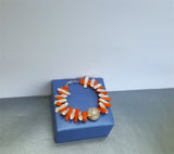 Mediterranean Coral Bracelet, White Pearl Bracelet, Orange Coral Bracelet, W Floral Decorations, Sterling Silver Bracelet, Natural Coral