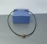 Dainty Single Pearl Enamel Necklace, Floating Pendant Necklace, Sterling Silver Red and Blue Pendant Necklace