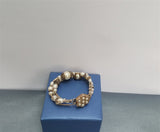 Multi Strand Unique White Pearl Bracelet, Bridal Bracelet, Sterling Silver Freshwater Pearl Statement bracelet Decorative Pearl Inlaid Claps