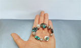 Chunky Turquoise Bracelet, Sterling Silver Bracelet w Handmade Claps, Gemstone Bracelet, Natural Turquoise Statement Bracelet