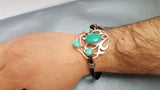 Mens Turquoise Bracelet, Men's Bracelet, Sterling Silver & Natural Leather Bracelet, Genuine Gemstone Bracelet, Jewelry For Men