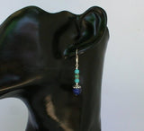 Turquoise Earrings, Blue Lapis Earrings, Lapis Lazuli Earrings, Sterling Earrings, Natural Gemstone Earrings, Beaded Dangle Earrings