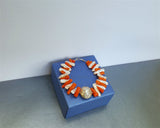 Mediterranean Coral Bracelet, White Pearl Bracelet, Orange Coral Bracelet, W Floral Decorations, Sterling Silver Bracelet, Natural Coral