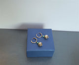 Turquoise Earrings, Sterling Silver Hoop Earrings, Natural Gemstone Dangle Hoops, Ball Hoops, Silver Ball Earrings