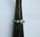 Chunky Turquoise Bracelet, Sterling Silver Bracelet w Handmade Flower Element, Gemstone Bracelet, Natural Turquoise Statement Bracelet