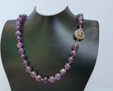 Round Beaded Natural Amethyst Necklace, Decorative Pendant Clasp Solid Sterling Silver Necklace, Purple Stone Necklace, Necklaces For Women