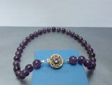 Round Beaded Natural Amethyst Necklace, Decorative Pendant Clasp Solid Sterling Silver Necklace, Purple Stone Necklace, Necklaces For Women
