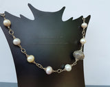 Beaded Multi Color Pearl Necklace, Freshwater Pearl Necklace, Unique Pearl Wedding Jewelry, Sterling Silver Necklace, Silver Ball Necklace