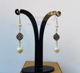 White Pearl Earrings, Simple Pearl Dangle Earrings, Long Pearl Earrings, Sterling Silver Pearl Earrings, Bridesmaids Jewelry, Natural Pearl