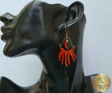 Mediterranean Red Coral Branch Earrings, Solid 14k Gold Statement Earrings, One of a kind Chandelier Earrings, Handcrafted Bridal Earring