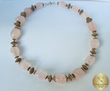 Beaded Rose Quartz Necklace, Healing Pink Stone Necklace, Pink Necklace, Sterling Silver Filigree Necklace, October Birthstone, Unique Gift