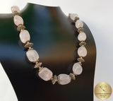 Beaded Rose Quartz Necklace, Healing Pink Stone Necklace, Pink Necklace, Sterling Silver Filigree Necklace, October Birthstone, Unique Gift