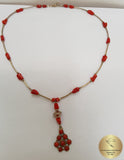 Mediterranean Coral Necklace, Red Coral Necklace, Untreated Natural Coral Pendant Necklace, Sterling Silver necklace Unique Handmade Jewelry