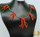 Unique Coral Branch Necklace, Precious Mediterranean Coral Necklace, Chandelier Necklace, Statement Necklace, Bib Necklace, Natural Coral