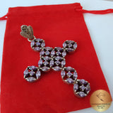 Amethyst Cross Pendant, Violet Stone Cross w Marcasite, Purple Cross, February Birthstone, Victorian Cross, Antique Style Cross, Gothic