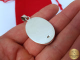 Oval Shaped Blue Turquoise Pendant, Sterling Silver Simple Blue Stone Pendant, Handmade Jewelry