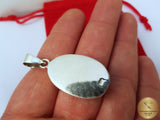 Oval Shaped Blue Turquoise Pendant, Sterling Silver Simple Blue Stone Pendant, Handmade Jewelry