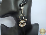 Long Pearl Earrings, Large Pearl Earrings, Wedding White Pearl Earrings, Unique Handmade Dangle Pearl Earrings, Silver Pearl Earrings