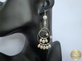 Long Pearl Earrings, Large Pearl Earrings, Wedding White Pearl Earrings, Unique Handmade Dangle Pearl Earrings, Silver Pearl Earrings