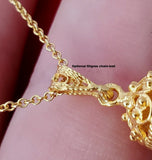 Traditional Croatian Dainty 14k Gold Pendant, Dubrovnik Filigree Ball Pendant, Small Gold Pendant, Solid Yellow Gold Dainty Chain Necklace