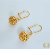 Handmade Croatian 14k Gold Filigree Earrings, Dubrovnik Gold Ball Earrings, Unique Traditional Ethnic Wedding Jewelry, Dangle Gold Earrings