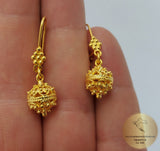 14k Gold Earrings, Traditional Croatian Gold Filigree Earrings, Dubrovnik Gold Ball Earrings, 14 k Gold Earrings, Wedding Gold Earrings