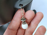 Sterling Silver Earrings, White Coral Earrings, White Dangle Earrings, White Stone Earrings, Natural Coral Jewelry, Filigree Earrings