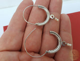 Dubrovnik Filigree Hoop Earrings, Solid White Gold Hoops, 14 k Gold Earrings, Ethnic Croatian Bridal Earrings, Pearl Dangle Hoops 14k