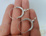Dubrovnik Filigree Hoop Earrings, Solid White Gold Hoops, 14 k Gold Earrings, Ethnic Croatian Bridal Earrings, Pearl Dangle Hoops 14k