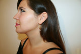 Konavle Filigree Hoop Earrings, Traditional Croatian Solid 14k Gold Hoops, Dubrovnik White Pearl Dangle Hoops, Unique Bridal Earrings