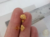 Simple Gold Earrings, 14k Gold Stud Earrings, Traditional Croatian Ethnic Earrings, Gold Filigree Studs, Dubrovnik Earrings Bridal Earrings