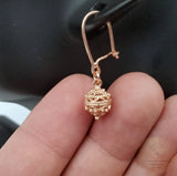 14k Rose Gold Earrings, Traditional Croatian Filigree Ball Earrings, Pink Gold Earrings, Ethnic Dubrovnik Jewelry Solid Gold Wedding Jewelry