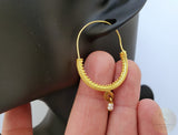 14k Gold Filigree Hoops, Traditional Croatian - Konavle Earrings, 14k Gold Earrings, White Pearl Dangle Hoops In 14k Gold, Wedding Jewelry