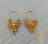Traditional Croatian Solid Gold Hoop Earrings 14k, Dalmatian Wedding Jewelry - Recine, 14k Gold Filigree Hoops, 14k Dangle Hoops