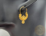 Traditional Croatian Solid Gold Hoop Earrings 14k, Dalmatian Wedding Jewelry - Recine, 14k Gold Filigree Hoops, 14k Dangle Hoops