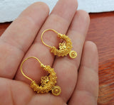 Traditional Croatian Solid Gold Hoop Earrings 14k, Dalmatian Wedding Jewelry - Recine, 14k Gold Filigree Hoops, 14k Dangle Hoops