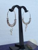 Dubrovnik Filigree Hoop Earrings, Solid White Gold Hoops, 14 k Gold Earrings, Ethnic Croatian Bridal Earrings, Pearl Dangle Hoops 14k