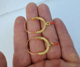 Dubrovnik Filigree Hoop Earrings, 14k Gold Red Coral Earrings, Traditional Croatian Solid 14k Gold Hoops, Mediterranean Coral Dangle Hoops