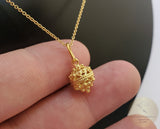 14k Gold Minimalist Pendant, Croatian Filigree Ball Pendant Necklace, Solid Gold Dainty Pendant, Dubrovnik Filigree Pendant