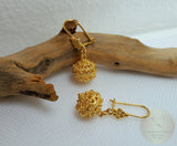 Solid 14k Gold Earrings, Traditional Croatian Gold Filigree Earrings, Dubrovnik 14 k Gold Ball Earrings, Gold Vintage Wedding Jewelry