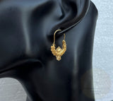 Traditional Croatian Solid Gold Hoop Earrings 14k, Dalmatian Wedding Jewelry - Recine, 14k Gold Filigree Hoops, 14k Dangle Hoops
