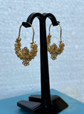 Traditional Croatian Solid Gold Hoop Earrings 14k, Dalmatian Wedding Jewelry - Recine, 14k Gold Filigree Hoops, 14k Dangle Hoops