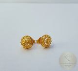 14k Gold Stud Earrings, Traditional Croatian Earrings, 14k Gold Studs, Dubrovnik Earrings, Gold Filigree Studs, Minimal Half Ball Studs