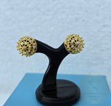 14k Gold Stud Earrings, Traditional Croatian Filigree Studs, Simple Large Gold Stud Earrings, Dubrovnik Jewelry, Filigree Bridal Earrings