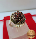 Flower Ring, Red Gemstone Ring, Garnet Ring, Burgundy Red Ring, Sterling Silver Ring, Womens ring Prong Ring, Cocktail Ring, Statement Ring - CroatianJewelryCraft