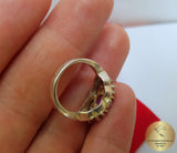 Fire Opal Ring w Zircon, Sterling Silver Ring, Flower Ring, Pink Opal Ring, Rose CZ Ring, October Birthstone Ring, Women's Ring, Bezel Ring - CroatianJewelryCraft