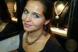 Unique Statement Necklace, Untreated Precious Old Mediterranean Coral Necklace, Natural Turquoise Necklace, Solid 14k Gold Necklace - CroatianJewelryCraft