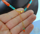 Unique Statement Necklace, Untreated Precious Old Mediterranean Coral Necklace, Natural Turquoise Necklace, Solid 14k Gold Necklace - CroatianJewelryCraft
